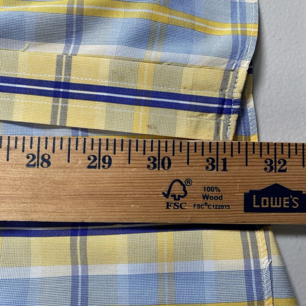 Turnbull Asser Dress Shirt 16 Blue Yellow Plaid - Picture 5 of 10